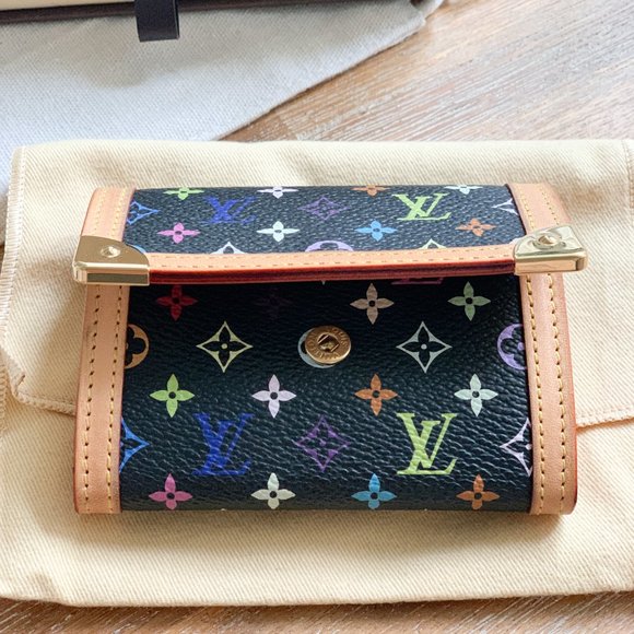 Louis Vuitton Porte Monnaie Black Multicolour Coin Purse Wallet - Picture 4 of 8